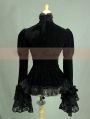 Black Velvet Long Sleeves Romantic Lace Gothic Cape Blouse 