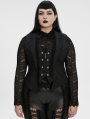 Black Gothic Academy Style Patterned Lapel Plus Size Vest for Women