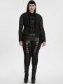 Black Gothic Academy Style Patterned Lapel Plus Size Vest for Women