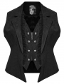 Black Gothic Academy Style Patterned Lapel Plus Size Vest for Women