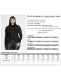Black Gothic Academy Style Patterned Lapel Plus Size Vest for Women