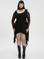 Black Gothic Long Bat Mesh Sleeve Cold Shoulder Plus Size Dress