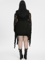 Black Gothic Long Bat Mesh Sleeve Cold Shoulder Plus Size Dress