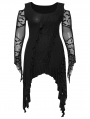 Black Gothic Long Bat Mesh Sleeve Cold Shoulder Plus Size Dress