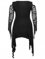 Black Gothic Long Bat Mesh Sleeve Cold Shoulder Plus Size Dress
