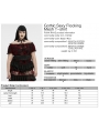 Black and Red Gothic Sexy Flocking Mesh Lace Trim Plus Size Short Top for Women