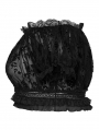 Black Gothic Sexy Flocking Mesh Lace Trim Plus Size Short Top for Women