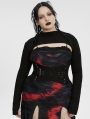 Black Gothic Punk Minimalist Long Sleeve Plus Size T-Shirt for Women