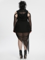 Black Gothic Hooded Irregular Mesh Two-Piece Plus Size Dress