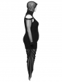 Black Gothic Hooded Irregular Mesh Two-Piece Plus Size Dress