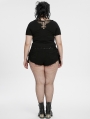 Black Gothic Punk Sexy Hollow-out Short Sleeve Plus Size T-Shirt for Women