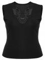 Black Gothic Cyberpunk Sleeveless Plus Size T-Shirt for Women