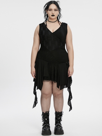 Black Gothic Sleeveless Irregular Hem Plus Size Dress