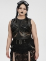 Black Gothic Punk Mesh Perspective Fitted Sleeveless Plus Size Top for Women