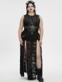 Black Gothic Punk Mesh Perspective Fitted Sleeveless Plus Size Top for Women