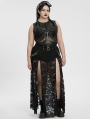 Black Gothic Punk Mesh Perspective Fitted Sleeveless Plus Size Top for Women