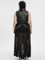 Black Gothic Punk Mesh Perspective Fitted Sleeveless Plus Size Top for Women