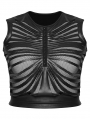 Black Gothic Punk Mesh Perspective Fitted Sleeveless Plus Size Top for Women