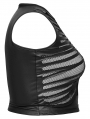 Black Gothic Punk Mesh Perspective Fitted Sleeveless Plus Size Top for Women