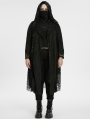 Black Gothic Decadent Asymmetric Knitted Hooded Plus Size Trench Coat for Women