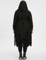 Black Gothic Decadent Asymmetric Knitted Hooded Plus Size Trench Coat for Women
