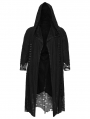 Black Gothic Decadent Asymmetric Knitted Hooded Plus Size Trench Coat for Women