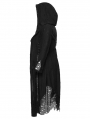 Black Gothic Decadent Asymmetric Knitted Hooded Plus Size Trench Coat for Women