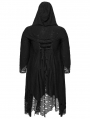 Black Gothic Decadent Asymmetric Knitted Hooded Plus Size Trench Coat for Women