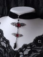 Black Gothic Red Crystal Bat Pendant Vintage Velvet Choker