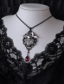Black Retro Gothic Bat Skull Rose Blood Drop Necklace
