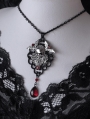 Black Retro Gothic Bat Skull Rose Blood Drop Necklace