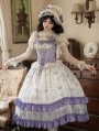 Purple Fake Two-Piece Classic Floral Print Lolita JSK Dress Set