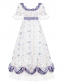 Purple Square Neck Classic Floral Print Lolita OP Dress Set
