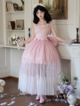 Pink Shimmering Bow Classic Lolita JSK Dress Full Set