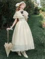 Beige Edwardian Illusion Square Neck Classic Lolita OP Dress