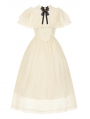 Beige Edwardian Illusion Square Neck Classic Lolita OP Dress