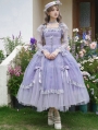 Purple Oil Painting Print Classic Lolita Long Sleeve OP Dress Set