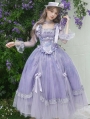 Purple Oil Painting Print Classic Lolita Long Sleeve OP Dress Set