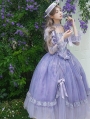 Purple Oil Painting Print Classic Lolita Long Sleeve OP Dress Set