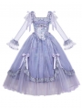 Purple Oil Painting Print Classic Lolita Long Sleeve OP Dress Set