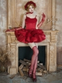 Red Elegant Cowl Neck Gothic Lolita JSK Dress Full Set