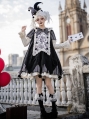 Red Striped Clown Doll Gothic Lolita Loose OP Dress Set