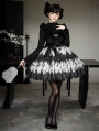 Black Gothic Butterfly Print Ruffled Short Lolita JSK Dress
