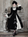 Black and White Gothic Asymmetrical Ruffled Lolita OP Dress