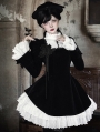 Black and White Elegant Ruffled Gothic Short Lolita OP Dress