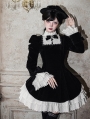 Black and White Elegant Ruffled Gothic Short Lolita OP Dress
