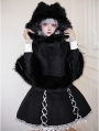 Black Gothic Lolita Short OP Dress with Detachable Collar