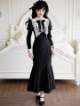 Black Gothic Lolita Mermaid Long OP Dress with Detachable Collar