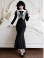 Black Gothic Lolita Mermaid Long OP Dress with Detachable Collar