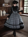 Gray and Black Vintage Plaid Pattern Underbust Gothic Lolita Dress